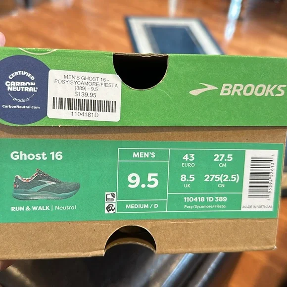 Brooks Men’s Ghost 16 Run/Walk Sneakers. Size 9.5 medium. New with tags. In box. - Picture 5 of 6